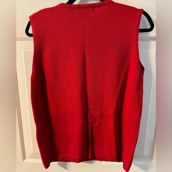 Crystal-Kobe Red Knit Sleeveless Sweater TopAmerican Flag XL Preppy Americana - Picture 6 of 9